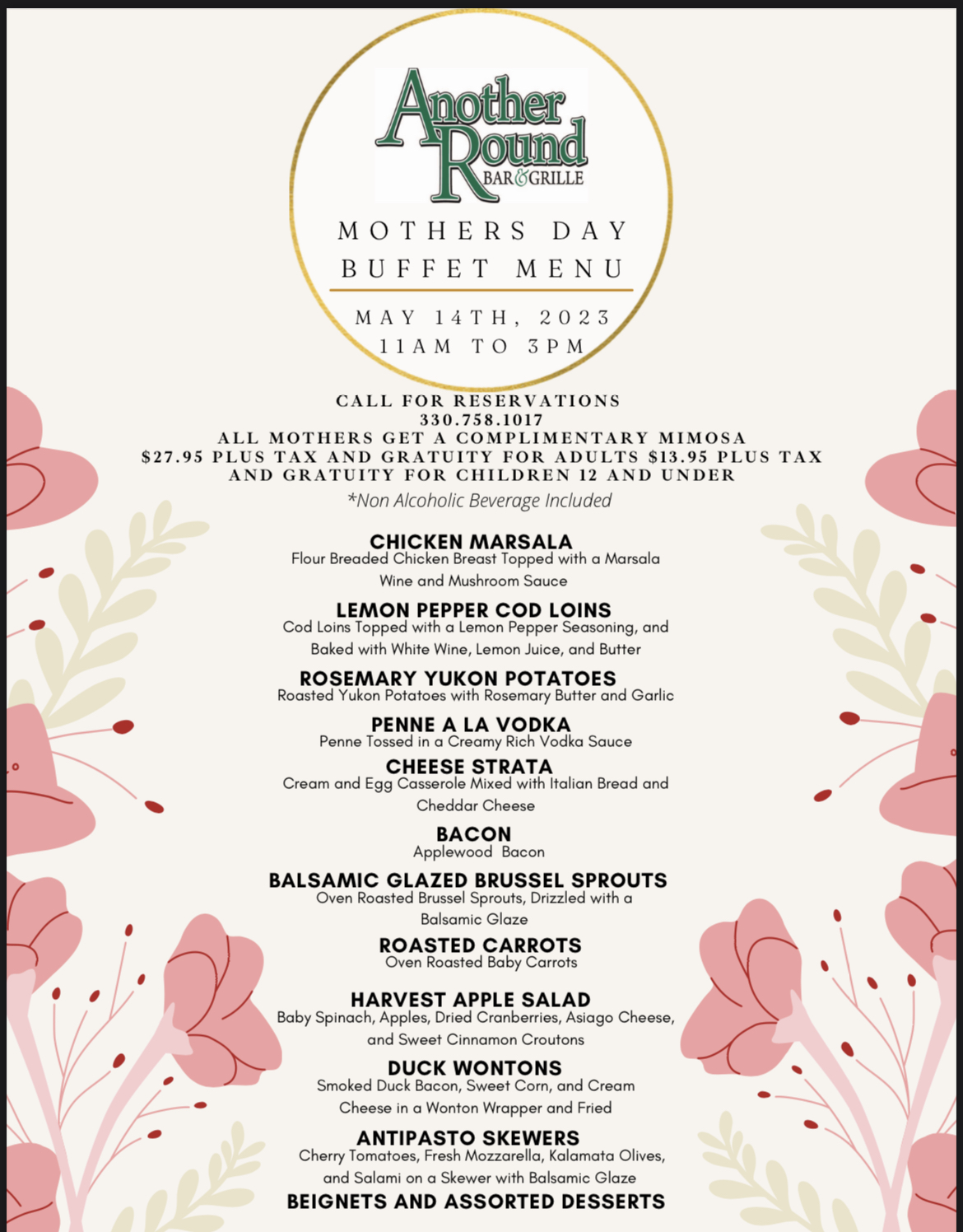 Mothers Day Menu 2023